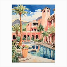The Chateau At Lake La Quinta   La Quinta, California   Resort Storybook Illustration 4 Canvas Print