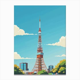 Tokyo Tower 2 Colourful Illustration Canvas Print