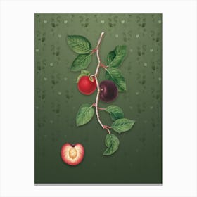 Vintage Apricot Botanical on Lunar Green Pattern n.0014 Canvas Print