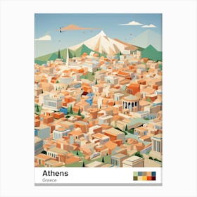 Athens, Greece, Geometric Illustration 3 Poster Canvas Print