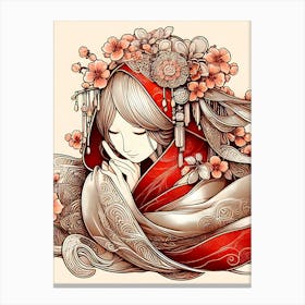 Japan Traditional Geisha Illustration By Ad 9 Canvas Print