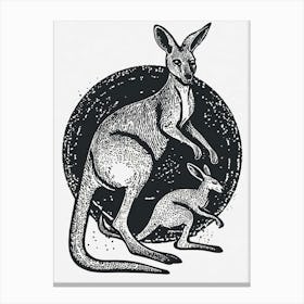 A Bounding Kangaroo With Her Joey Canvas Print