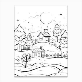 Winter Wonderland Landscape Line Art 1 Canvas Print