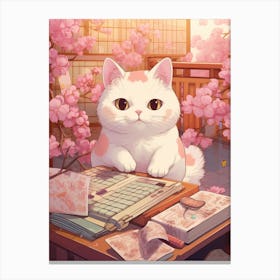 Kawaii Cat Drawings With Puzzles 2 Canvas Print