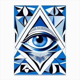 Collage Of Vision, Symbol, Third Eye Blue & White 1 Canvas Print