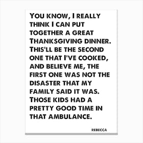 Cheers, Quote, Rebecca, Kids Had A Good Time In The Back Of That Ambulance, TV, Wall Art, Wall Print, Print, Canvas Print