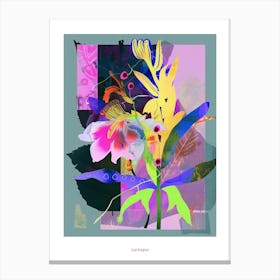 Larkspur 3 Neon Flower Collage Poster Canvas Print