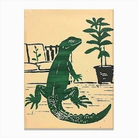 Lizard In The Living Room Block 1 Canvas Print