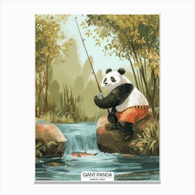 Giant Panda Fishing In A Stream Poster 2 Canvas Print