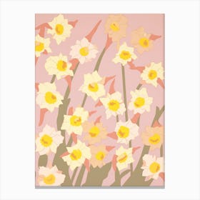 Daffodils Flower Big Bold Illustration 3 Canvas Print
