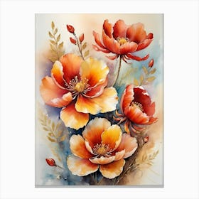 A Bunch Of Blooming Flowers Painting (25) Canvas Print