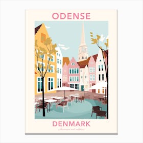 Odense, Denmark, Flat Pastels Tones Illustration 1 Poster Canvas Print