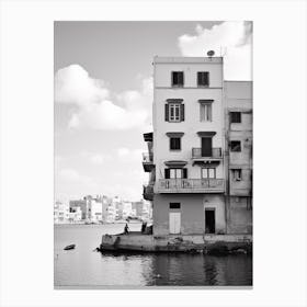 Sliema, Malta, Mediterranean Black And White Photography Analogue 4 Canvas Print