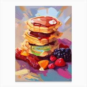 Pancake With Berries Oil Painting 2 Canvas Print