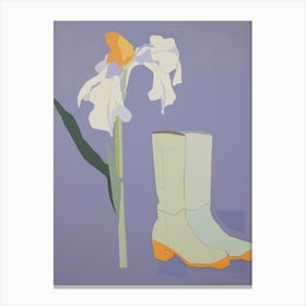 Painting Of Cowboy Boots With Flowers, Pop Art Style 2 Canvas Print
