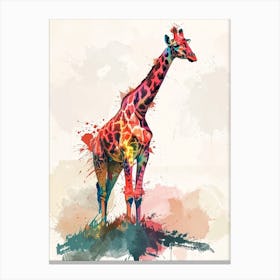 Giraffe Watercolour Paint Splash Canvas Print