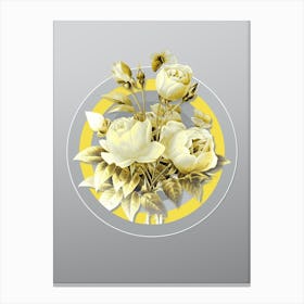 Botanical Variety of Roses in Yellow and Gray Gradient n.362 Canvas Print