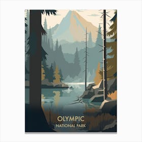 Olympic National Park Travel Poster Mid Century Style 1 Canvas Print