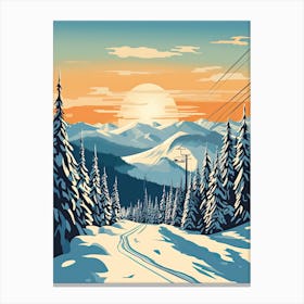 Sun Peaks Resort   British Columbia, Canada, Ski Resort Illustration 0 Simple Style Canvas Print