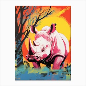 Rhino In The Wild Colour Pop 2 Canvas Print