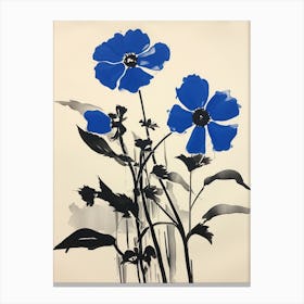 Blue Botanical Black Eyed Susan 2 Canvas Print