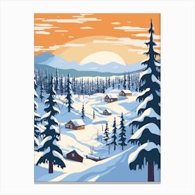 Retro Winter Illustration Lapland Finland 1 Canvas Print