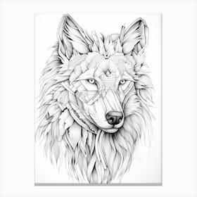Red Wolf Line Drawing 2 Canvas Print
