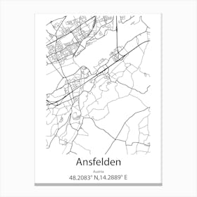 Ansfelden,Austria Minimalist Map Canvas Print