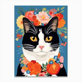 Japanese Bobtail Cat With A Flower Crown Painting Matisse Style 1 Canvas Print