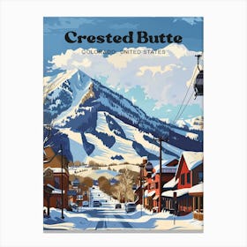 Crested Butte Colorado Snow Mountain Travel Illustration Canvas Print