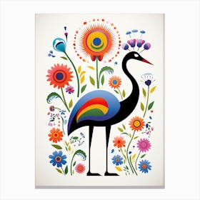 Scandinavian Bird Illustration Ostrich 4 Canvas Print