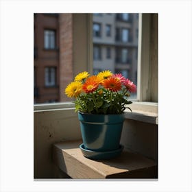 Gerbera Flower On Window Sill Canvas Print