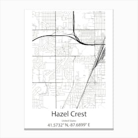 Hazel Crest,United States Minimalist Map Stampe su tela