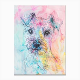 Pastel Norfolk Terrier Dog Line Illustration 2 Canvas Print