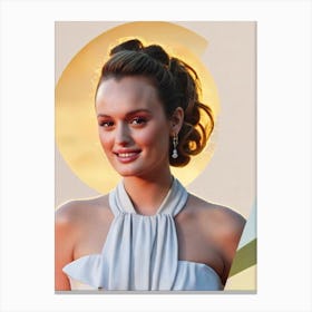 Leighton Meester Retro Collage Movies Canvas Print