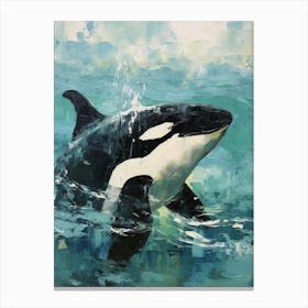 Close Up Impasto Style Painting Of An Orca Whale Canvas Print