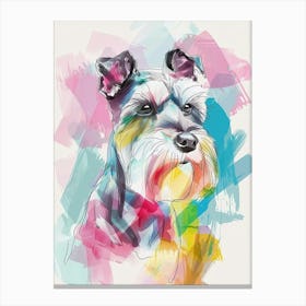 Pastel Miniature Schnauzer Dog Watercolour Line Illustration 2 Canvas Print