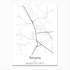 Resana,Italy Minimalist Map Canvas Print