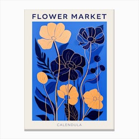 Blue Flower Market Poster Calendula 2 Canvas Print