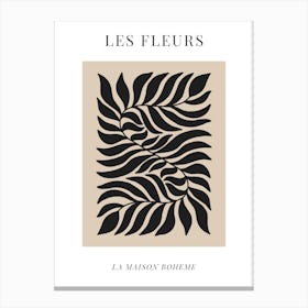 Beige & Black Les Fleurs 1 Canvas Print