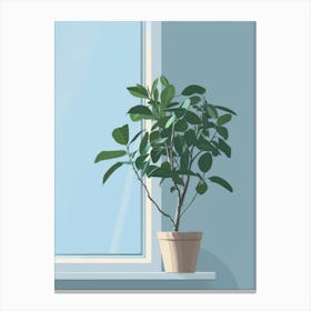 Potted Plant On Window Sill 1 Canvas Print