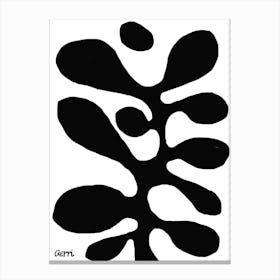 Funky Black Flower on White Canvas Print