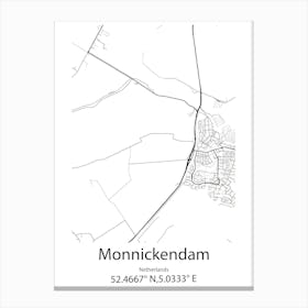 Monnickendam,Netherlands Minimalist Map Canvas Print