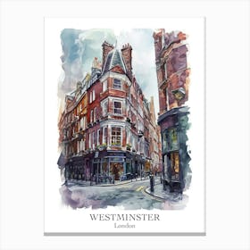 Westminster London Borough   Street Watercolour 3 Poster Canvas Print