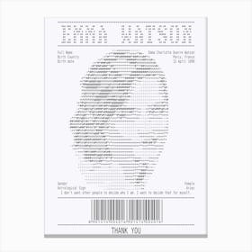 Receipt Art Emma Watson 1 Canvas Print