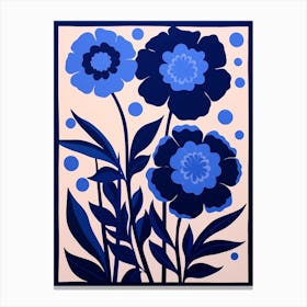 Blue Flower Illustration Carnation 2 Canvas Print