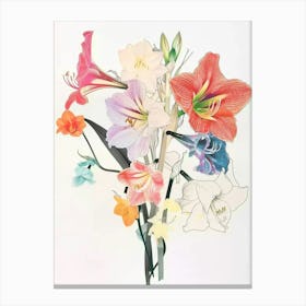 Amaryllis 3 Collage Flower Bouquet Canvas Print