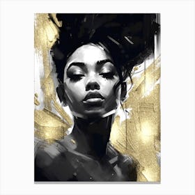 Black Girl with Gold Abstract 8 Canvas Print