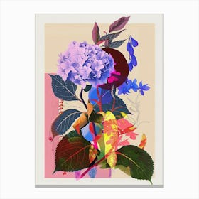 Hydrangea 4 Neon Flower Collage Canvas Print