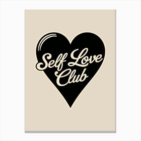 Self love retro wall art print in black and beige Canvas Print